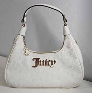 Juicy Couture White Shoulder Bag with Gold Accents